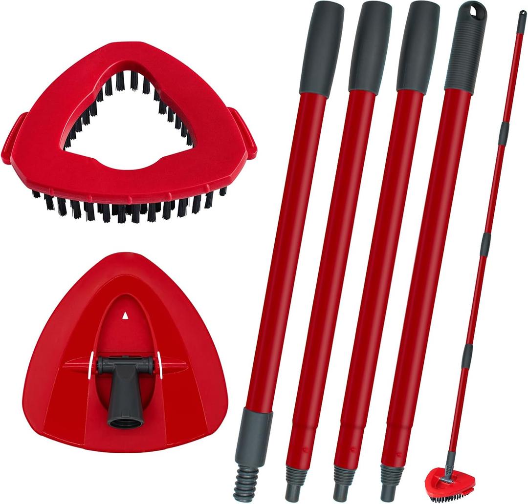 Mop Handle Replacement for Ocedar, 4 Section 30" to 58" Extendable Length Mop Stick for Ocedar Spin Mops Refills and Brooms Floor Cleaning, Include Base and Scrub Brush