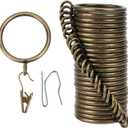 Curtain-Clip Rings with Hooks Drapery-Decorative - 1 Inch Inside Diameter Included Pin Hooks and Clips Designed to Effortlessly Hold Up 2 Standard Curtains 24Pcs Bronze Exselens