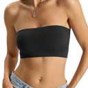 EasyGala Womens Double Lined Tube Tops Crop Tank Top Non-Padded Strapless Bandeau Shirts Sexy Going Out Tops Summer 2026, XS