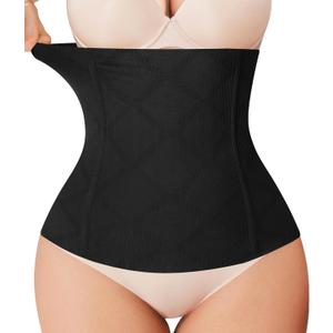 Nebility Womens' Waist Trainer Tummy Control Waist Cincher Slim Body Shaper (Medium, Black Without Hook)
