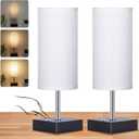 Cordless Table Lamp, Rechargeable Lamp Touch Control Dimmable, Battery Operated Small Bedside Table Lamps for Night Stand, Desk Lamp with Linen Fabric Shade for Bedroom,Home,Office,Dorm(White) (12 Inch)