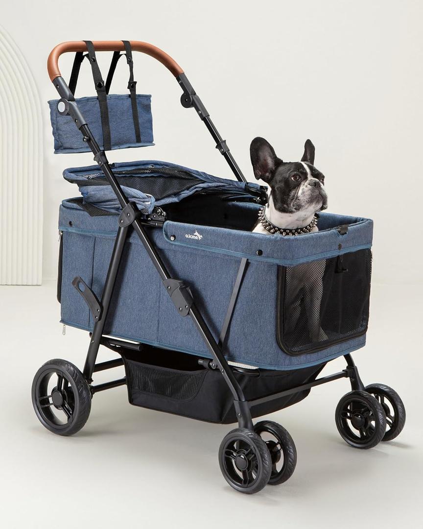 Dog Stroller for Large & Medium Dogs (20132 lbs), Pet Stroller for 2 Small Dogs, Extra Large Heavy Duty, Foldable & Ventilated, Navy Blue