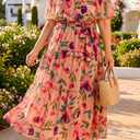 Plus Size Chiffon Off The Shoulder Maxi Long Floral Summer Casual Beach Boho Sundress Women 2024