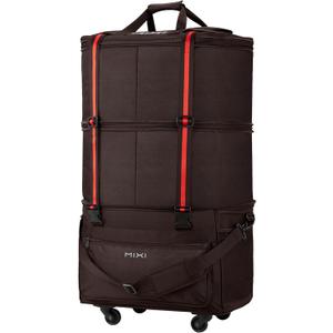 mixi Travel Bag with Wheels Expandable Foldable Luggage Bag Collapsible Rolling Travel Duffel Bags Large Capacity Suitcase for Men Women, Brown