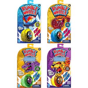 Rumble Wheels Rip Cord Racing Combo 4-Pack Battle Launch Power with Light-Up Spinning Wheels, Pull String Ripcord Racers, High-Speed Boys Racing Toy for Kids Ages 48