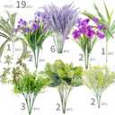 PARTY JOY 19 Bunches Fake Plants Outdoor, Fake Bushes UV Resistant Artificial Lavender Flowers Greenery Shrubs Faux Greenery for Outdoor Garden Patio Front Porch Yard Decor