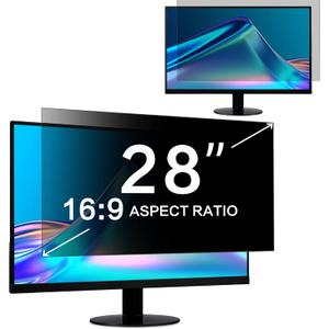 ZOEGAA 28 Inch Computer Privacy Screen Filter for 16:9 Widescreen Computer Monitor 24.4"x13.7" - Computer Screen Privacy Shield and Anti Blue Light Anti Glare Screen Protector