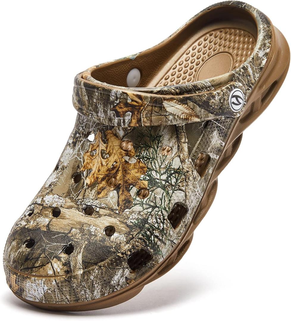 HOBIBEAR Unisex Garden Clogs Shoes Slippers Sandals for Men and Women (Size: 13 Women/12 Men, Khaki)