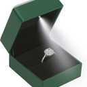 LED Ring Earring Box for Proposal, Wedding, Engagement Luxury Jewelry Gift Box with LED Light, Jewelry Display Box (Green)