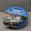 Kotto 100 ft Flexible Garden Hose, Water Hose for Outside with 10 Spray Nozzles, Brass Connector, Leak-Proof, Blue