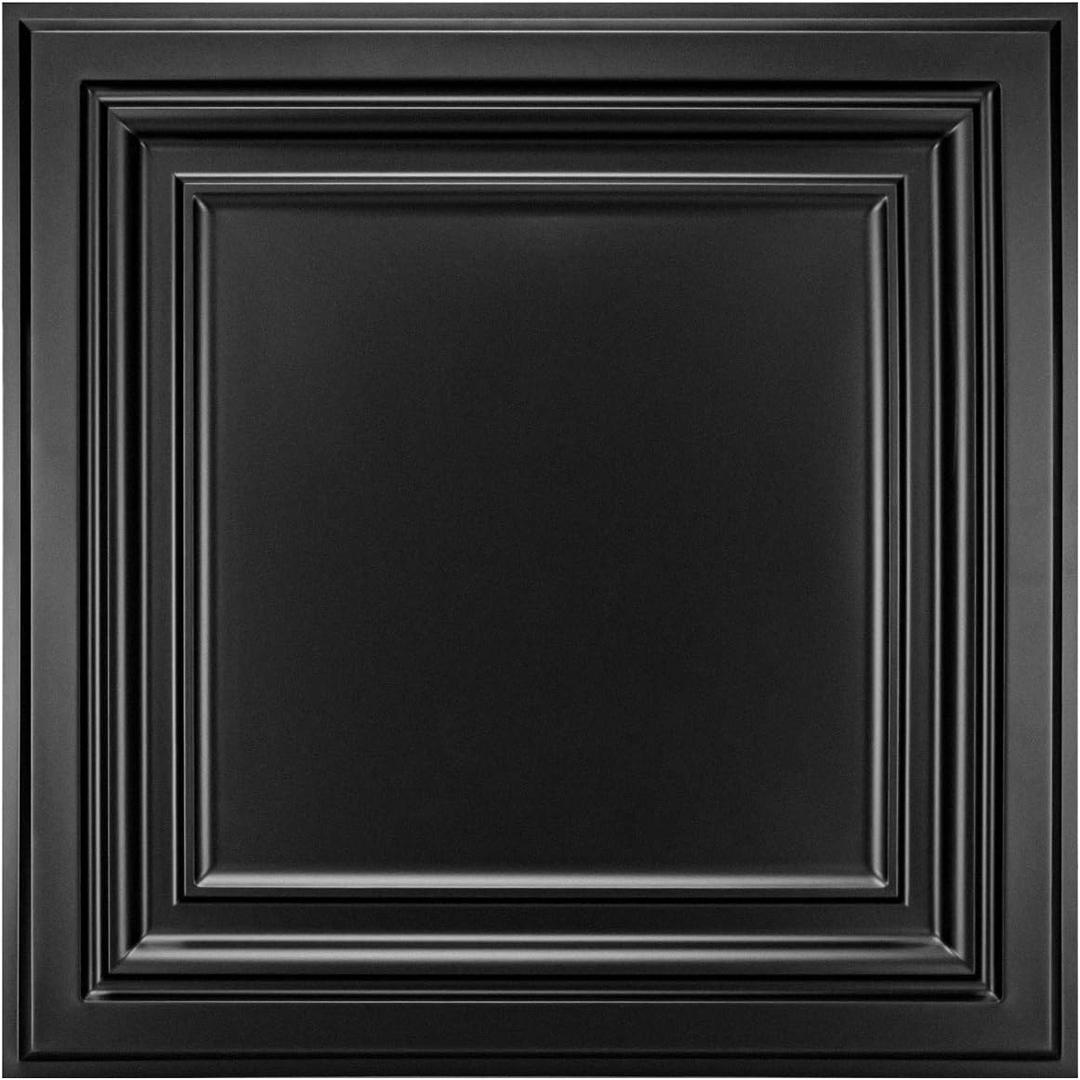 Art3d PVC Ceiling Tiles, 2'x2' Plastic Sheet in Black (12-Pack)