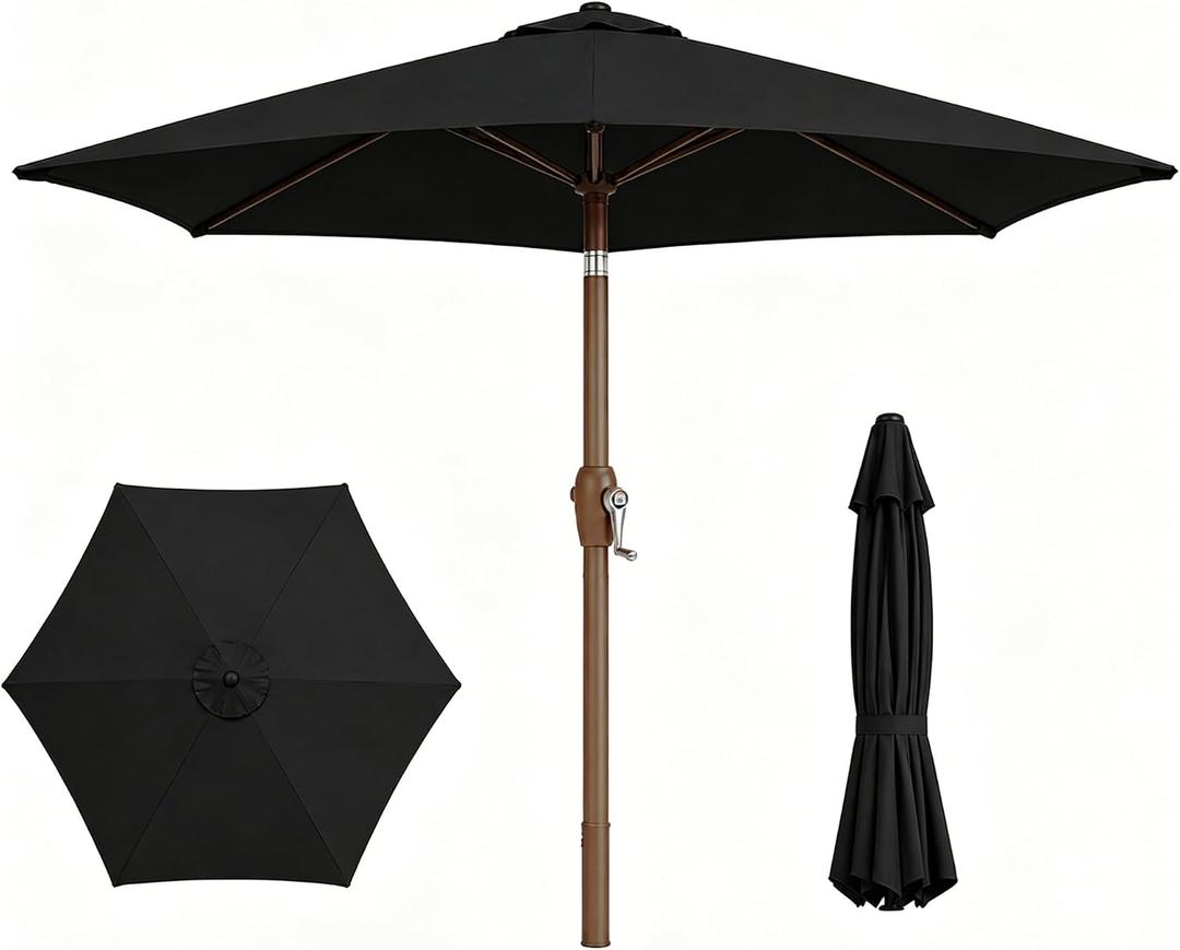 7.5ft Patio Umbrella, Outdoor Table Market Umbrella with Smooth Crank Lift, 6 Windproof Fiberglass Ribs, UPF50+ UV Protection for Deck, Pool, Garden and Backyard