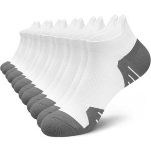 PAPLUS 6 Pairs Ankle Compression Socks for Women, Cushioned Running Socks with Arch Support, Low Cut, Targeted Compression (Large-X-Large)