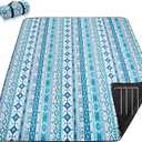 PY SUPER MODE Picnic Blankets Extra Large, Waterproof Foldable Outdoor Beach Blanket Oversized 83x79” Sandproof, 3-Layer Picnic Mat for Camping, Hiking, Travel, Park, Concerts(Teal Boho)