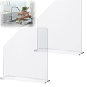 2 Pcs Acrylic Sink Splash Barrier, Clear Splatter Barrier, Freestanding Protective Panel with Cutaway, for Kitchen Hospital Labs Office, 15.7" L x 4.5" W x 16.3" H
