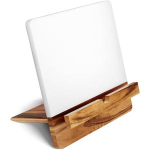 Acacia Cookbook Stand for Kitchen Counter - 12" x 12" Large Adjustable Non-Slip Acacia Wood Book Stand for Cookbooks - Collapsible for Easy Storage - Extra Large Recipe Book Holder for Kitchen Counter