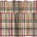Prime Leader 2 Pack Curtain Valance for Windows Buffalo Check Plaid Brown Plaid Vintage Retro Country Rod Pocket Short Curtains Window Treatments for Kitchen Bathroom Living Room Bedroom, 42x18 Inch