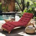 Outdoor Chaise Lounge Cushions, Waterproof Non-Slip Thickened Lounge Chair Cushion with Ties, Replacement Patio Pool Recliner Cushions for Outdoor Furniture, 74.4x21.7x4.5 Inches (Red)
