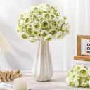 Giegxin 48 Pcs Ranunculus Artificial Flower,Real To Lifelike Peonies Artificial Flower Silk Faux DIY Bouquet for Wedding Bridal Shower Valentine Centerpieces Arrangements Home Decorations(White,Green)