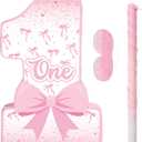 Blosssound Pink Bow Piata Girl 1st Birthday Party Decorations Supplies Number One Piata Set with Stick Blindfold for Pink Coquette Theme Birthday Baby Shower Celebration Decorations (Bow)