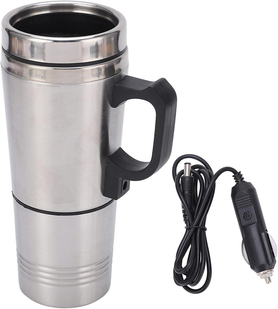LIZEALUCKY Car Electric Kettle 350ML 150ML Stainless Steel Car Plug Electric Kettle Coffee Tea Hot Bottle Water Heating Kettle Travel Heating Cup Portable Water Heater 12V