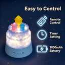 Projection Night Lights for Kids, 3-in-1 Carousel Star Nightlight for Bedroom, 23 Soothing Films with 12 Lullabies, Portable Rechargeable 1800mAh Rotating Night Light with Remote, Auto-Off Timer