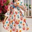 RONGTAI Girls Dress Back to School 3D Cartoon Print Round Neck Lightweight Casual 3/4 Flutter Sleeve Party Dresses Size 6-12 (10-11 Years, Animal)