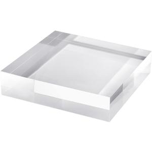 CiaoHER 2in Thickness Solid Acrylic Cube Display Block Clear Polished Pedestal Stand Riser Solid Base 2'' x 10" x 10", 1 Pack