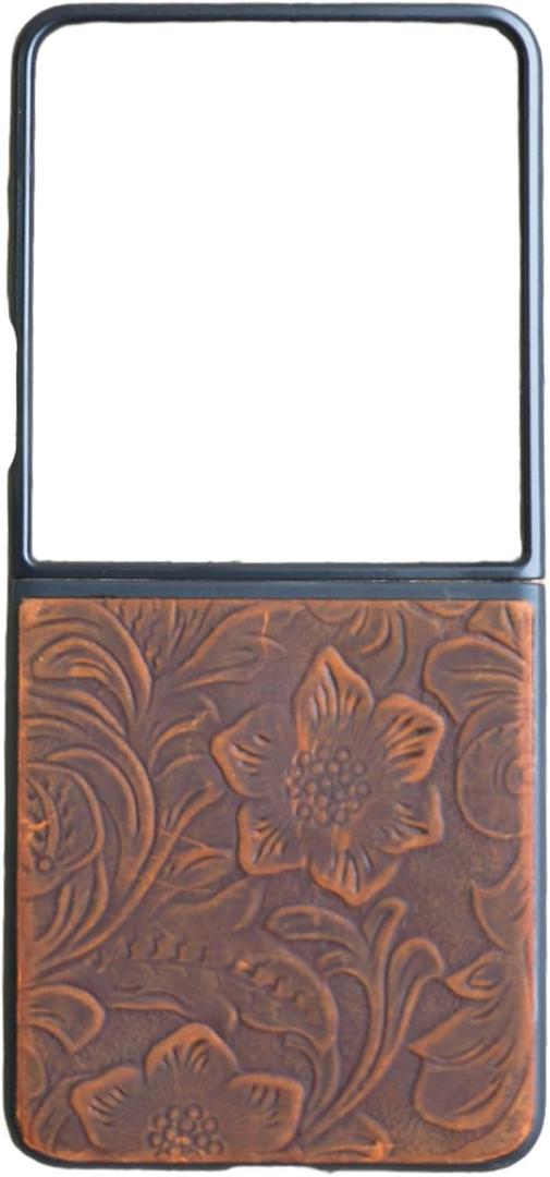 JJNUSA Handmade Leather Case for Samsung Galaxy Z Flip 7 5G Back Cover Case Brown