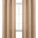 BGment Curtains 84 Inches Long for Living Room, Flax Linen Curtains Burlap Textured Thick Light Filtering Privacy Grommet Window Curtain Drapes for Bedroom, 2 Panels, 42 x 84 Inch, Tan