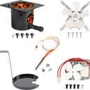 Upgraded 2.0 RPM Auger Motor, Fire Burn Pot and Hot Rod Ignitor, Grill Induction Fan for Traeger and Pit Boss Pellet Grill, Fire Pot Replacement for Traeger Parts Replacement, with Ash Remover, Screws (Porcelain Stainless Steel 4CPS)