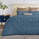 SLEEP-NEST Super King Pinch Duvet Cover Set 120x120 Inch 3 Piece 100% Egyptian Cotton with Zipper Closure 800TC All Season Breathable 10x10ft, Oversized King Plus, Pinch Pleated - Medium Blue