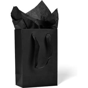Aosric 30 Pack 5x3x8 Black Gift Bags Small Sturdy & Reusable Premium Gift Bags for Jewelry, Candles, Candy, Cosmetics, Boutique Gift, Party Favors, Weddings, Birthdays, Christmas and Holidays