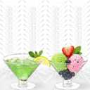 Meolibour 50 Pcs Disposable Plastic Martini Glasses for Parties 5oz, Unbreakable Clear Cocktail Dessert Parfait Glasses, Mini Martini Cups for Wedding Party Bowl Wine Ice Cream