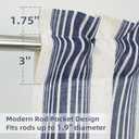 DriftAway Kitchen Tier Curtains - Striped Linen Short Pinstripe Cafe Curtains 45 Inch Length for Living Room Bathroom Chris Farmhouse Rustic - Rod Pocket 2 Panels Ivory Dark Blue