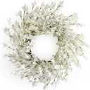 Summer Wreath for Front Door, 24 Inch White Cream Forsythia Summer Spring Wreath Blossom Cluster Flower Farmhouse on Grapevine for Christmas Festival Celebration Front Door Wall Window Hanging Décor