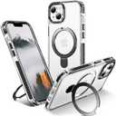 UMIONE for iPhone 11 Magnetic case with Stand and Finger Ring, Compatible with magsafe, Shockproof Transparent Hard Plate, Full Body case, Universal for Boys and Girls 6.1 - Black