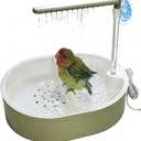 Bird Bathing Tub with Automatic Watering Faucet - Parrot Shower Box for Cockatiels, Budgies, Lovebirds & Conures - Cage Mountable Accessory to Promote Natural Bathing