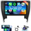 [8 CORE 2G+64G] Car Radio for Toyota Camry 2015 2016 2017 with Wireless Carplay/Android Auto, 10.1 Inch Android 13 IPS Touch Screen Car Stereo, Bluetooth, GPS, WiFi, SWC, DSP + Backup Camera