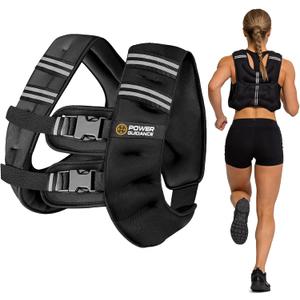 POWER GUIDANCE Weighted Vest for Men & Women with Reflective Stripes,Adjustable Workout Vest for Running, Jogging, Walking & Strength Training, Comfortable Rucking Weight Vest 15lbs