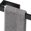 HUFEEOH Hand Towel Holder, Stainless Steel Bathroom Towel Holder Towel Bar, Matte Black Dish Towel Hanger Wall Mount Kitchen Towel Rack Heavy Duty Hand Towel Racks for Bathroom (8 Inch-Drilling)