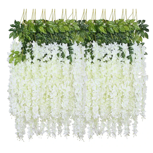 WEISPARK Fake Hanging Flowers - 12×9 Pieces 3.75 Feet/Piece Artificial Wisteria Vine Ratta Hanging Garland Silk Flowers for Home Party Wedding Decor (White) WEISPARK Fake Hanging Flowers - 12×9 Pieces 3.75 Feet/Piece Artificial Wisteria Vine Ratta Hanging Garland Silk Flowers for Home Party Wedding Decor (White)