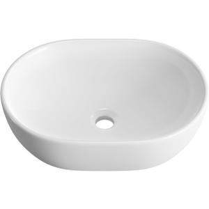 Small Bathroom Vessel Sink, OCEALAGOON 15 x 10 Oval Bathroom Sink Bowls Above Counter, Porcelain Ceramic White Vessel Sink for Bathroom, Modern Countertop Sink, Vanity Sink Lavatory Art Wash Basin