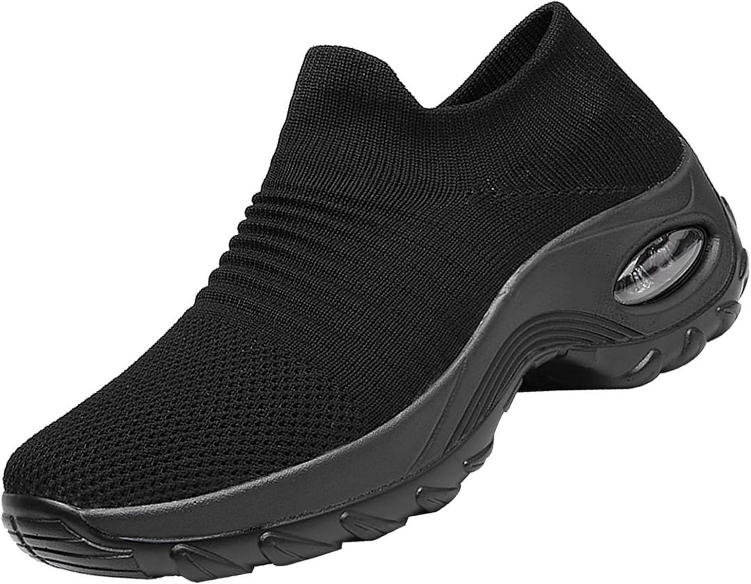 Non Slip Work Shoes Women, Walking Shoes Women, Work Gym Nurse Mesh Casual Fashion Sneakers Comfort Breathable Lightweight (All Black, Adult, Women, 6.5, Numeric, US Footwear Size System, Medium) (Black, S)