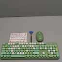 UBOTIE Colorful Computer Wireless Keyboards Mouse Combos, Typewriter Flexible Keys Office Full-Sized Keyboard, 2.4GHz Dropout-Free Connection and Optical Mouse (Green-Colorful)