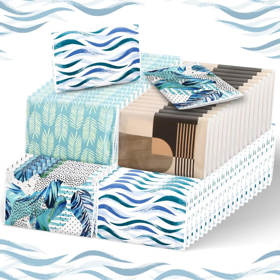 100 Pack Pocket Tissues, Slim Pack Facial 3 Ply Wallet Size Pocket Tissues Soft Portable Tissue for Wedding Holiday Party Supplies (4 Styles)