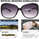 JM Classic Bifocal Reading Sunglasses for Women Vintage Reader Glasses Outdoor UV Protection Black +4.0