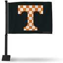 Rico Industries NCAA Tennessee Volunteers Alternate Car Flag W' Black Pole Double Sided Car Flag - 16" x 19" - Strong Pole that Hooks Onto Car/Truck/Automobile