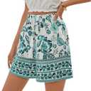 WDIRARA Women's Loose Boho Casual Summer Shorts Floral Print Elastic High Waist Knot Comfy Wide Leg Shorts (XS)