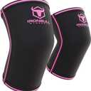 Elbow Sleeves 5mm (1 Pair) - High Performance Elbow Sleeve Support for Weightlifting, Weight Training & Powerlifting - Best Compression Straps - for Men and Women (Small, Black/Pink)